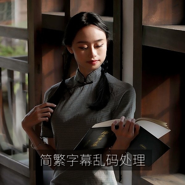 播放器中出现乱码的字幕文本，简繁中文字幕编码转换示意