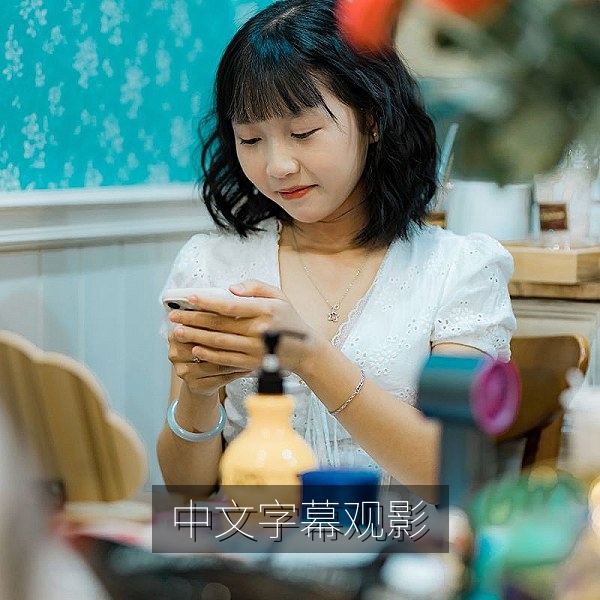 家庭影院屏幕上显示中文字幕的观影场景
